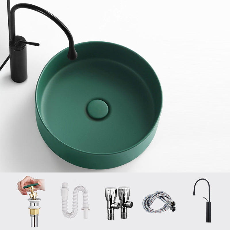 Porcelain Green and Grey Trough Bathroom Sink Modern Trough Bathroom Sink 16"L x 16"W x 5"H Green Gooseneck High Arc Clearhalo 'Bathroom Remodel & Bathroom Fixtures' 'Bathroom Sinks & Faucet Components' 'Bathroom Sinks' 'bathroom_sink' 'Home Improvement' 'home_improvement' 'home_improvement_bathroom_sink' 6659101