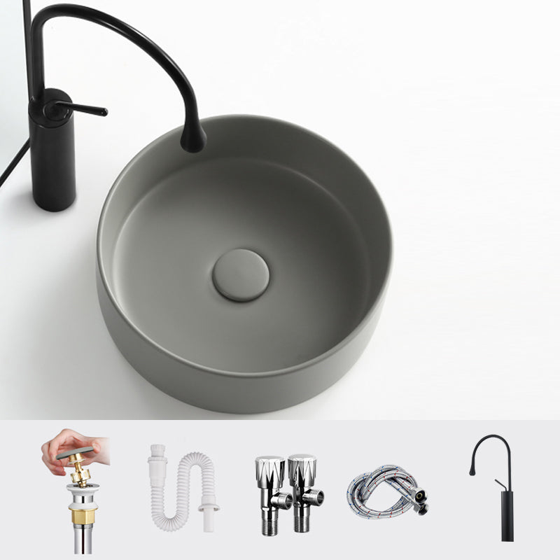 Porcelain Green and Grey Trough Bathroom Sink Modern Trough Bathroom Sink 14"L x 14"W x 5"H Grey Gooseneck High Arc Clearhalo 'Bathroom Remodel & Bathroom Fixtures' 'Bathroom Sinks & Faucet Components' 'Bathroom Sinks' 'bathroom_sink' 'Home Improvement' 'home_improvement' 'home_improvement_bathroom_sink' 6659110