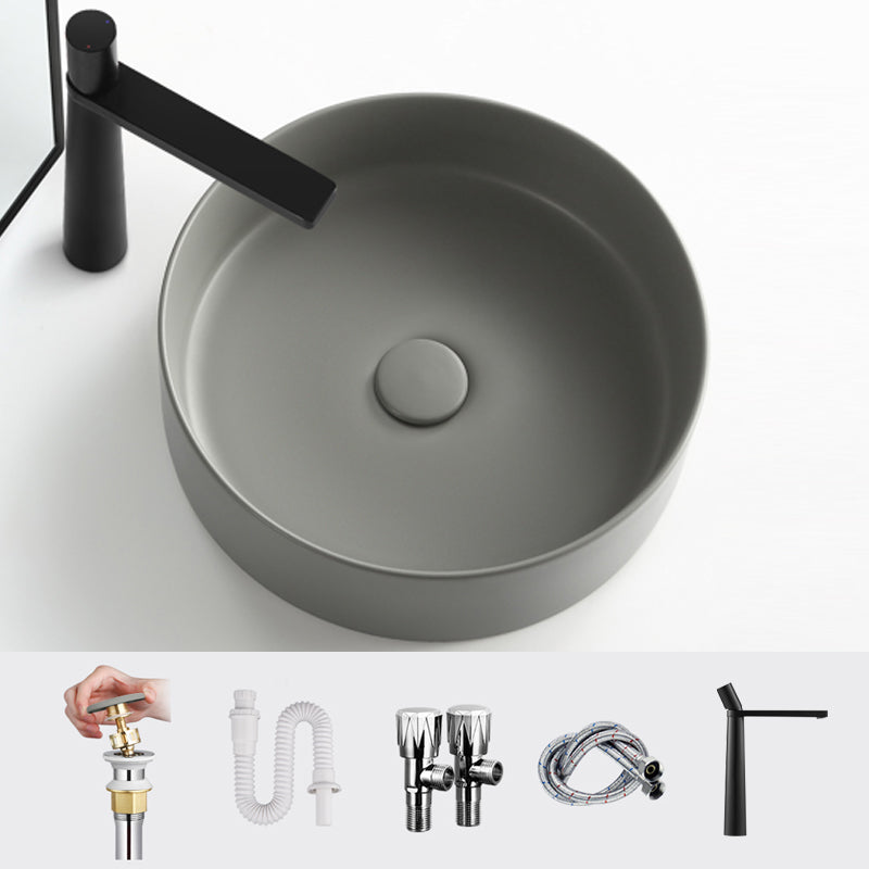 Porcelain Green and Grey Trough Bathroom Sink Modern Trough Bathroom Sink 16"L x 16"W x 5"H Grey Low Profile Clearhalo 'Bathroom Remodel & Bathroom Fixtures' 'Bathroom Sinks & Faucet Components' 'Bathroom Sinks' 'bathroom_sink' 'Home Improvement' 'home_improvement' 'home_improvement_bathroom_sink' 6659112