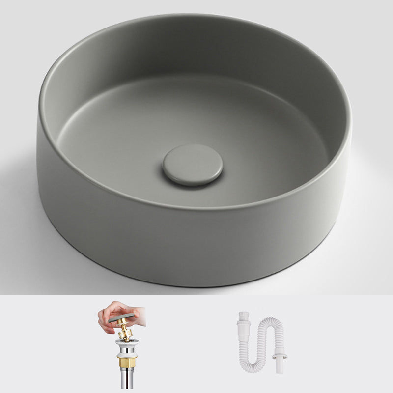 Porcelain Green and Grey Trough Bathroom Sink Modern Trough Bathroom Sink 14"L x 14"W x 5"H Grey None Clearhalo 'Bathroom Remodel & Bathroom Fixtures' 'Bathroom Sinks & Faucet Components' 'Bathroom Sinks' 'bathroom_sink' 'Home Improvement' 'home_improvement' 'home_improvement_bathroom_sink' 6659116