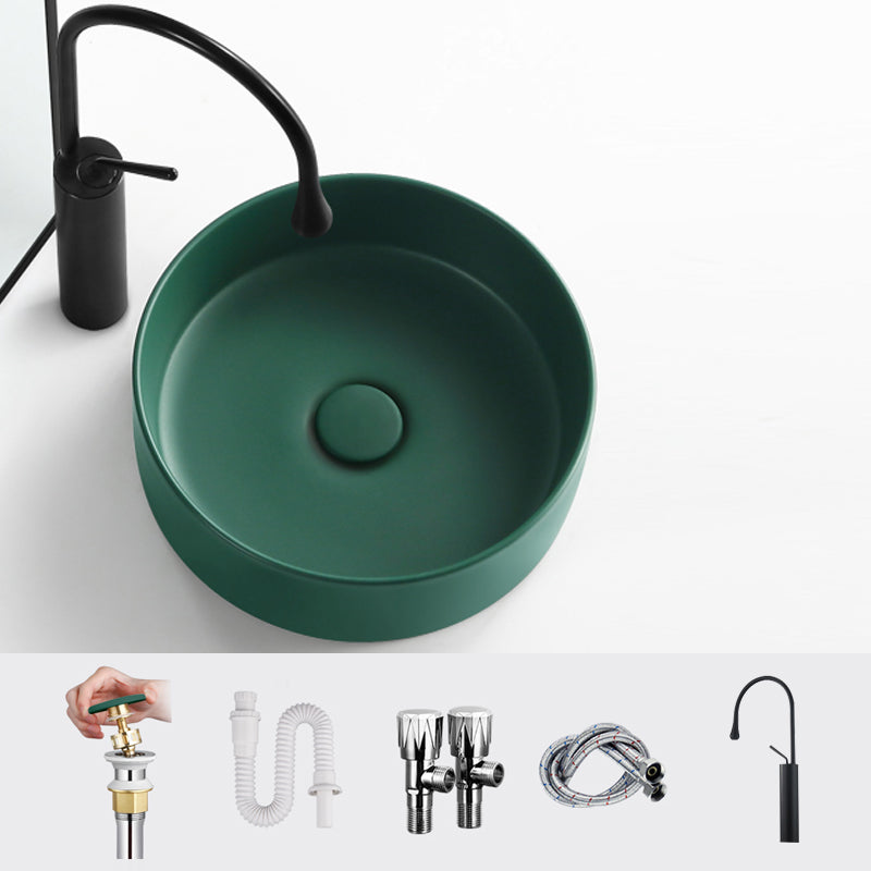 Porcelain Green and Grey Trough Bathroom Sink Modern Trough Bathroom Sink 14"L x 14"W x 5"H Green Gooseneck High Arc Clearhalo 'Bathroom Remodel & Bathroom Fixtures' 'Bathroom Sinks & Faucet Components' 'Bathroom Sinks' 'bathroom_sink' 'Home Improvement' 'home_improvement' 'home_improvement_bathroom_sink' 6659118