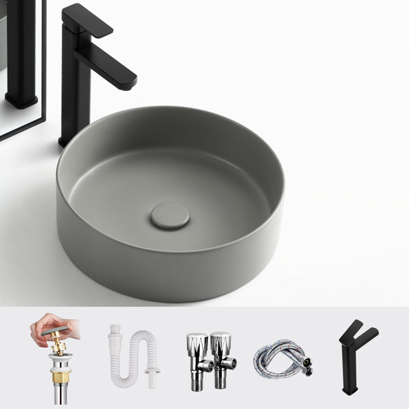 Porcelain Green and Grey Trough Bathroom Sink Modern Trough Bathroom Sink 16"L x 16"W x 5"H Grey Square Faucet Clearhalo 'Bathroom Remodel & Bathroom Fixtures' 'Bathroom Sinks & Faucet Components' 'Bathroom Sinks' 'bathroom_sink' 'Home Improvement' 'home_improvement' 'home_improvement_bathroom_sink' 6659122