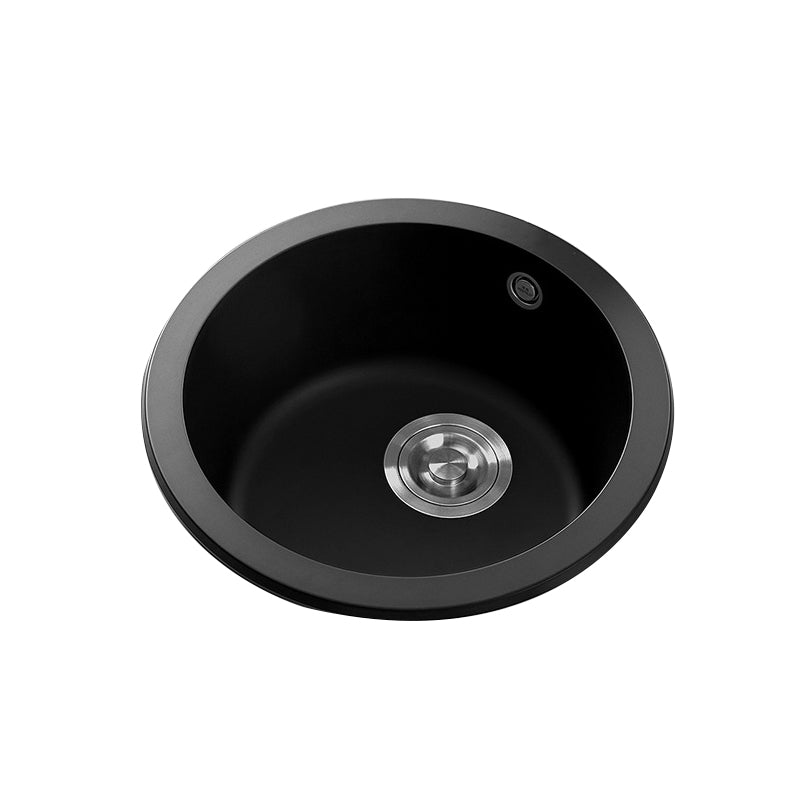 Single Bowl Kitchen Sink Modern Style Round Shape Kitchen Sink with Basket Strainer Clearhalo 'Home Improvement' 'home_improvement' 'home_improvement_kitchen_sinks' 'Kitchen Remodel & Kitchen Fixtures' 'Kitchen Sinks & Faucet Components' 'Kitchen Sinks' 'kitchen_sinks' 6659233