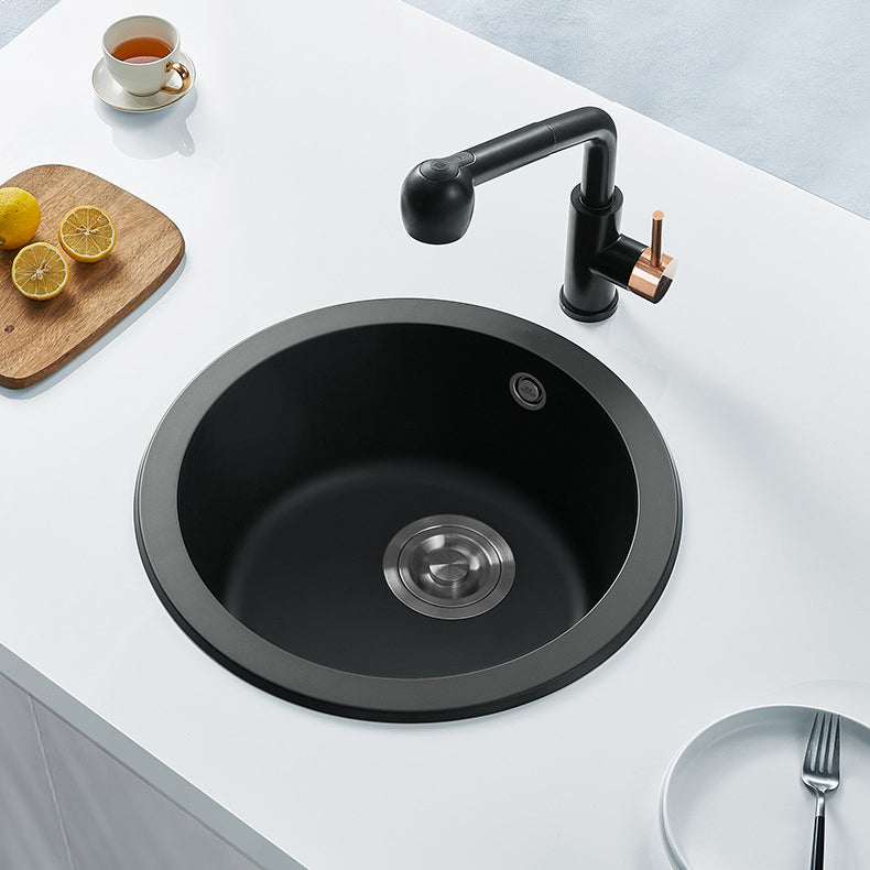 Single Bowl Kitchen Sink Modern Style Round Shape Kitchen Sink with Basket Strainer Clearhalo 'Home Improvement' 'home_improvement' 'home_improvement_kitchen_sinks' 'Kitchen Remodel & Kitchen Fixtures' 'Kitchen Sinks & Faucet Components' 'Kitchen Sinks' 'kitchen_sinks' 6659242
