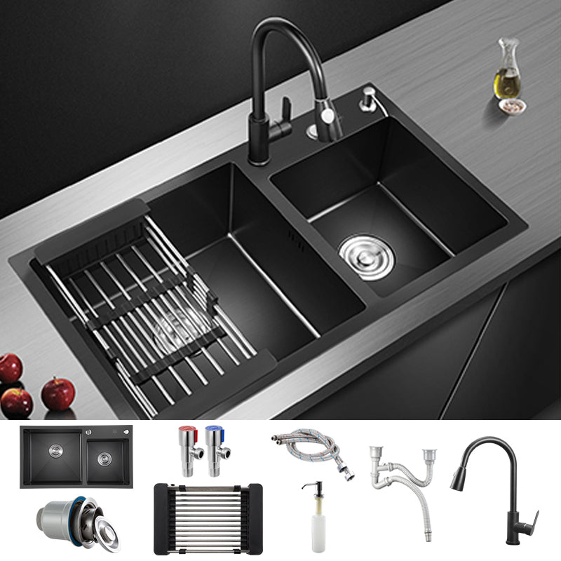 Modern Style Kitchen Sink Stainless Steel Rectangle Dirt Resistant Drop-In Kitchen Sink Sink with Faucet Pull Out Faucet Clearhalo 'Home Improvement' 'home_improvement' 'home_improvement_kitchen_sinks' 'Kitchen Remodel & Kitchen Fixtures' 'Kitchen Sinks & Faucet Components' 'Kitchen Sinks' 'kitchen_sinks' 6659253