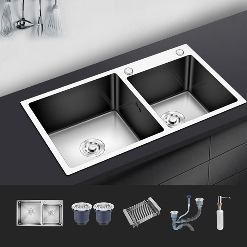 Modern Style Kitchen Sink Stainless Steel Drop-In Kitchen Double Sink Sink Only None Clearhalo 'Home Improvement' 'home_improvement' 'home_improvement_kitchen_sinks' 'Kitchen Remodel & Kitchen Fixtures' 'Kitchen Sinks & Faucet Components' 'Kitchen Sinks' 'kitchen_sinks' 6659272