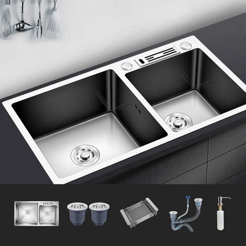 Modern Style Kitchen Sink Stainless Steel Drop-In Kitchen Double Sink 32"L x 18"W x 8"H Sink Only None Clearhalo 'Home Improvement' 'home_improvement' 'home_improvement_kitchen_sinks' 'Kitchen Remodel & Kitchen Fixtures' 'Kitchen Sinks & Faucet Components' 'Kitchen Sinks' 'kitchen_sinks' 6659276