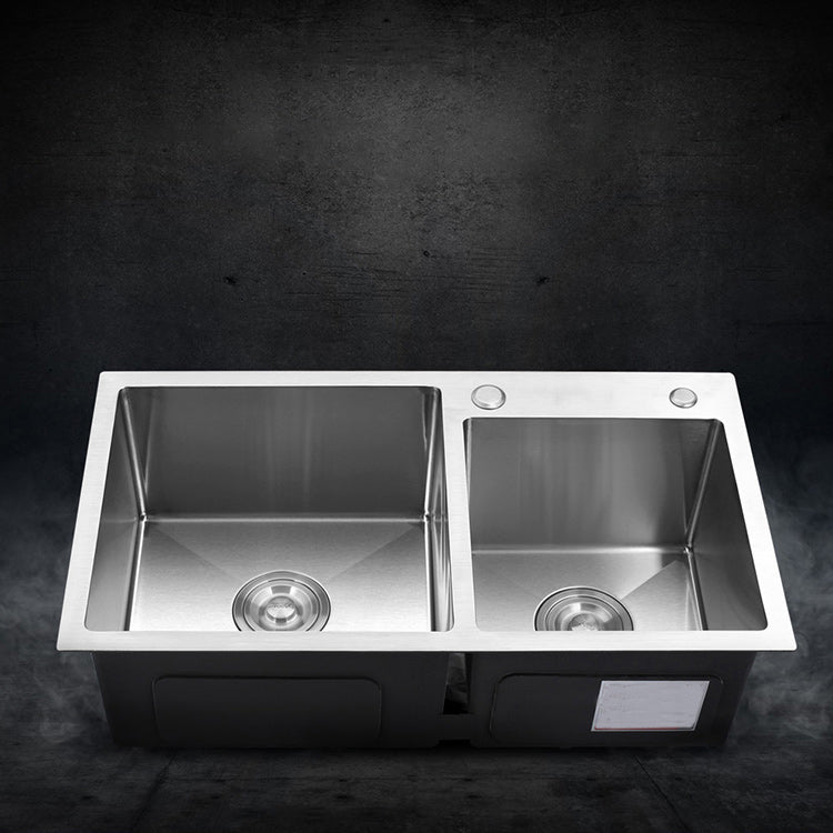 Modern Style Kitchen Sink Stainless Steel Drop-In Kitchen Double Sink Clearhalo 'Home Improvement' 'home_improvement' 'home_improvement_kitchen_sinks' 'Kitchen Remodel & Kitchen Fixtures' 'Kitchen Sinks & Faucet Components' 'Kitchen Sinks' 'kitchen_sinks' 6659282