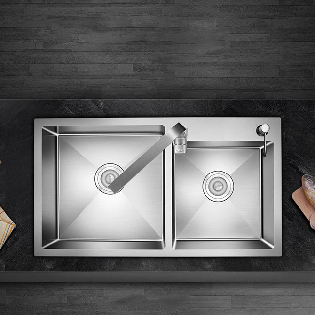 Modern Style Kitchen Sink Stainless Steel Drop-In Kitchen Double Sink Clearhalo 'Home Improvement' 'home_improvement' 'home_improvement_kitchen_sinks' 'Kitchen Remodel & Kitchen Fixtures' 'Kitchen Sinks & Faucet Components' 'Kitchen Sinks' 'kitchen_sinks' 6659284