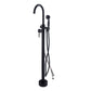 Floor Mounted Metal Freestanding Tub Filler High Arc Freestanding Tub Filler Trim Black Hand Shower Included Wall Clearhalo 'Bathroom Remodel & Bathroom Fixtures' 'Bathtub Faucets' 'bathtub_faucets' 'Home Improvement' 'home_improvement' 'home_improvement_bathtub_faucets' 6659325