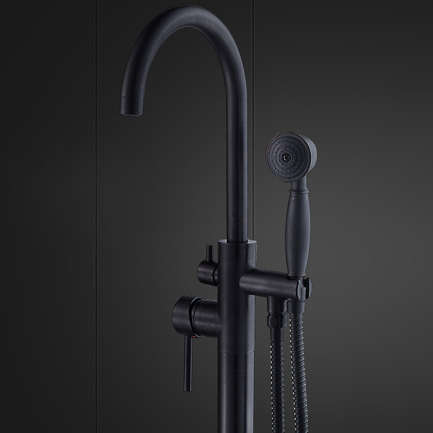 Floor Mounted Metal Freestanding Tub Filler High Arc Freestanding Tub Filler Trim Clearhalo 'Bathroom Remodel & Bathroom Fixtures' 'Bathtub Faucets' 'bathtub_faucets' 'Home Improvement' 'home_improvement' 'home_improvement_bathtub_faucets' 6659335