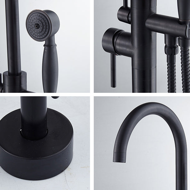 Floor Mounted Metal Freestanding Tub Filler High Arc Freestanding Tub Filler Trim Clearhalo 'Bathroom Remodel & Bathroom Fixtures' 'Bathtub Faucets' 'bathtub_faucets' 'Home Improvement' 'home_improvement' 'home_improvement_bathtub_faucets' 6659339