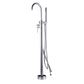 Floor Mounted Metal Freestanding Tub Filler High Arc Freestanding Tub Filler Trim Chrome Hand Shower Included Wall Clearhalo 'Bathroom Remodel & Bathroom Fixtures' 'Bathtub Faucets' 'bathtub_faucets' 'Home Improvement' 'home_improvement' 'home_improvement_bathtub_faucets' 6659342