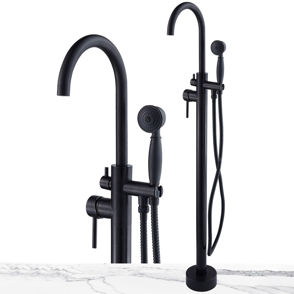 Floor Mounted Metal Freestanding Tub Filler High Arc Freestanding Tub Filler Trim Clearhalo 'Bathroom Remodel & Bathroom Fixtures' 'Bathtub Faucets' 'bathtub_faucets' 'Home Improvement' 'home_improvement' 'home_improvement_bathtub_faucets' 6659344