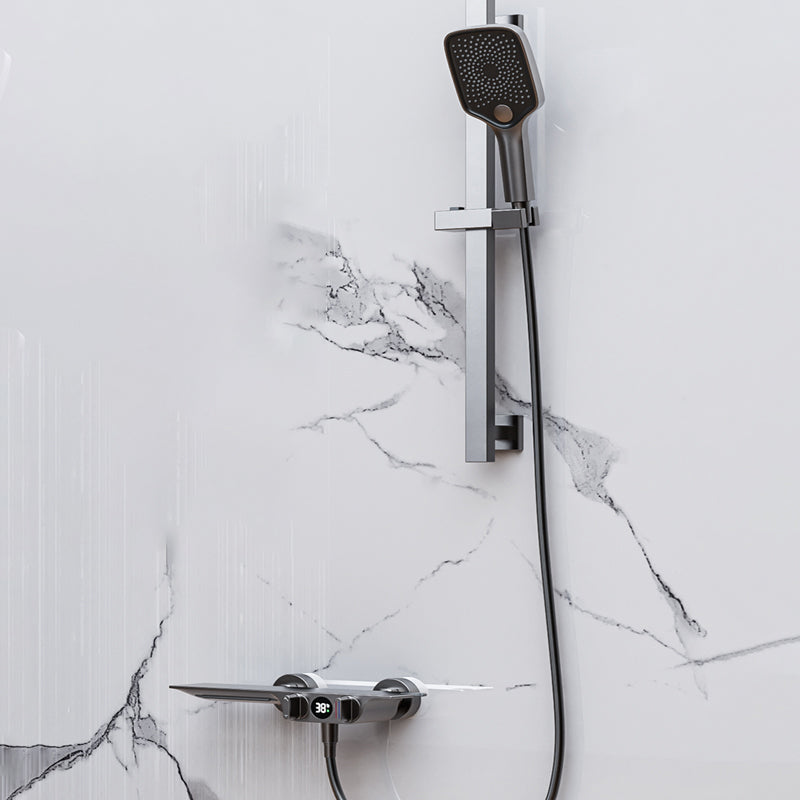 Wall Mounted Metal Bathroom Faucet Low Arc Waterfall Tub Filler Clearhalo 'Bathroom Remodel & Bathroom Fixtures' 'Bathtub Faucets' 'bathtub_faucets' 'Home Improvement' 'home_improvement' 'home_improvement_bathtub_faucets' 6659485