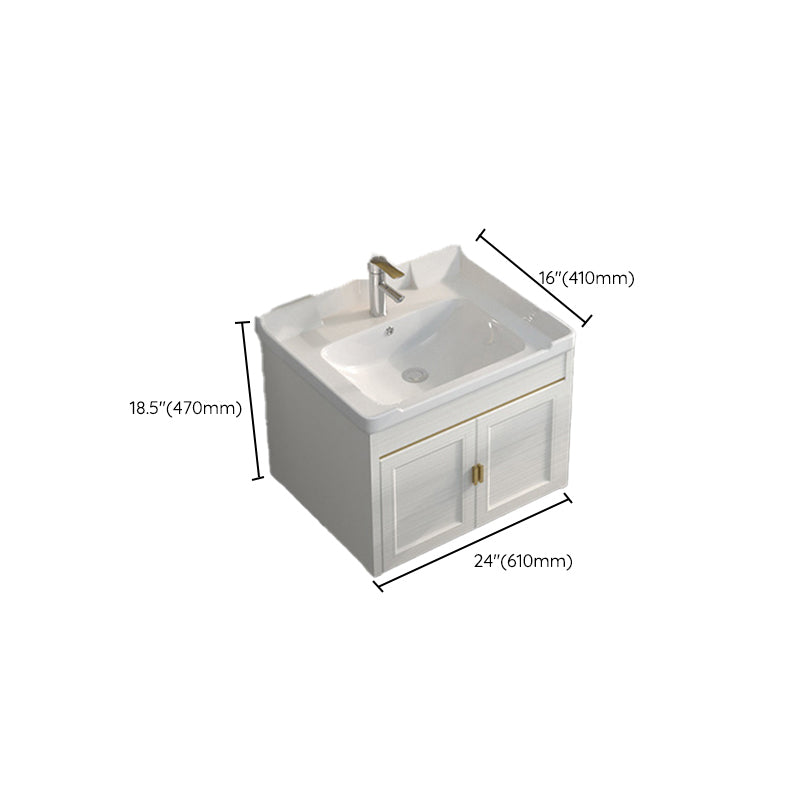 Single Sink Vanity Set Mirror Wall Mount Metal Frame Rectangle Bath Vanity with 2 Doors Clearhalo 'Bathroom Remodel & Bathroom Fixtures' 'Bathroom Vanities' 'bathroom_vanities' 'Home Improvement' 'home_improvement' 'home_improvement_bathroom_vanities' 6659524