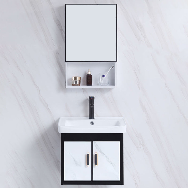 Rectangle Bathroom Vanity Glam Wall Mount Single Sink Mirror Bathroom Vanity Set Clearhalo 'Bathroom Remodel & Bathroom Fixtures' 'Bathroom Vanities' 'bathroom_vanities' 'Home Improvement' 'home_improvement' 'home_improvement_bathroom_vanities' 6659545