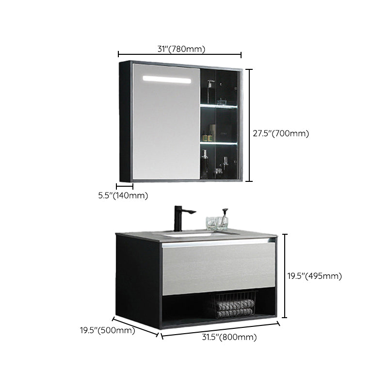 Contemporary Wooden Sink Vanity Storage Shelves Bathroom Sink Vanity Clearhalo 'Bathroom Remodel & Bathroom Fixtures' 'Bathroom Vanities' 'bathroom_vanities' 'Home Improvement' 'home_improvement' 'home_improvement_bathroom_vanities' 6659582