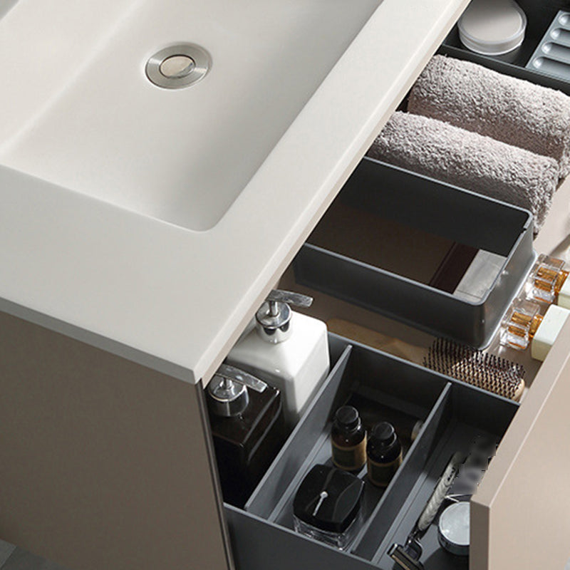 Contemporary Wooden Vanity Cabinet Mirror Bathroom Vanity Set with Storage Shelving Clearhalo 'Bathroom Remodel & Bathroom Fixtures' 'Bathroom Vanities' 'bathroom_vanities' 'Home Improvement' 'home_improvement' 'home_improvement_bathroom_vanities' 6659632