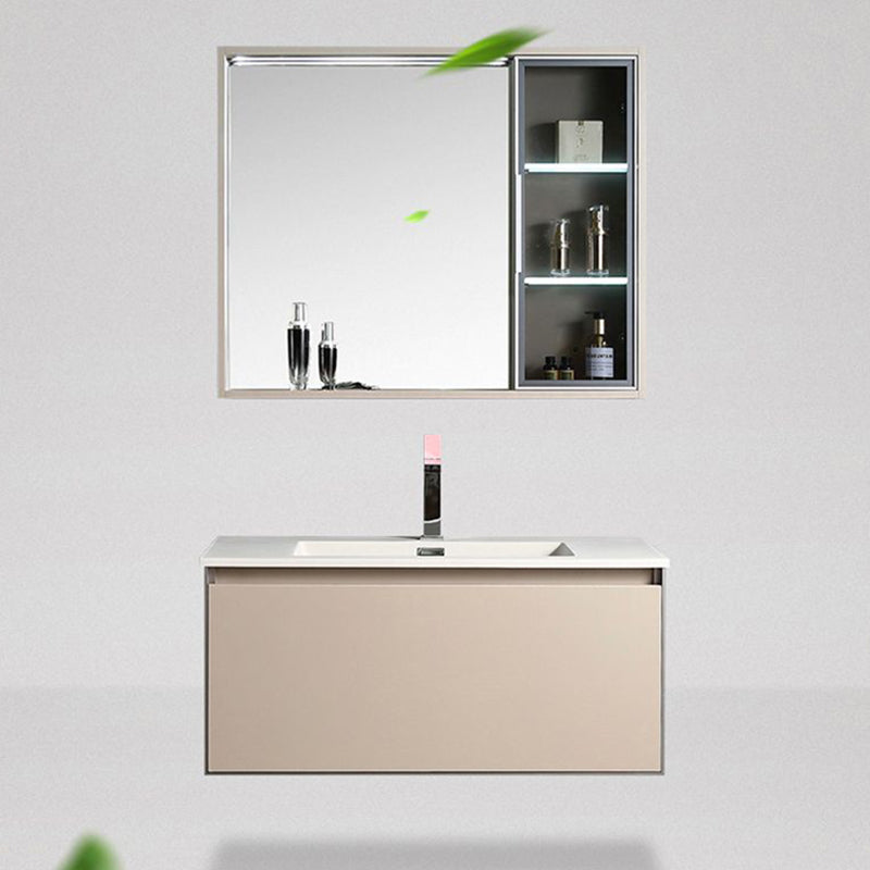 Contemporary Wooden Vanity Cabinet Mirror Bathroom Vanity Set with Storage Shelving Clearhalo 'Bathroom Remodel & Bathroom Fixtures' 'Bathroom Vanities' 'bathroom_vanities' 'Home Improvement' 'home_improvement' 'home_improvement_bathroom_vanities' 6659642