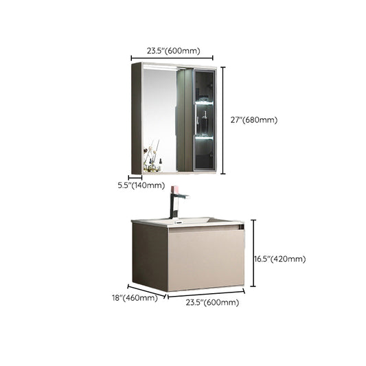 Contemporary Wooden Vanity Cabinet Mirror Bathroom Vanity Set with Storage Shelving Clearhalo 'Bathroom Remodel & Bathroom Fixtures' 'Bathroom Vanities' 'bathroom_vanities' 'Home Improvement' 'home_improvement' 'home_improvement_bathroom_vanities' 6659644