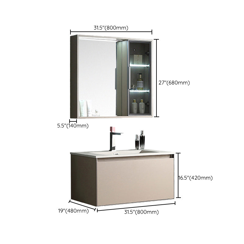 Contemporary Wooden Vanity Cabinet Mirror Bathroom Vanity Set with Storage Shelving Clearhalo 'Bathroom Remodel & Bathroom Fixtures' 'Bathroom Vanities' 'bathroom_vanities' 'Home Improvement' 'home_improvement' 'home_improvement_bathroom_vanities' 6659646