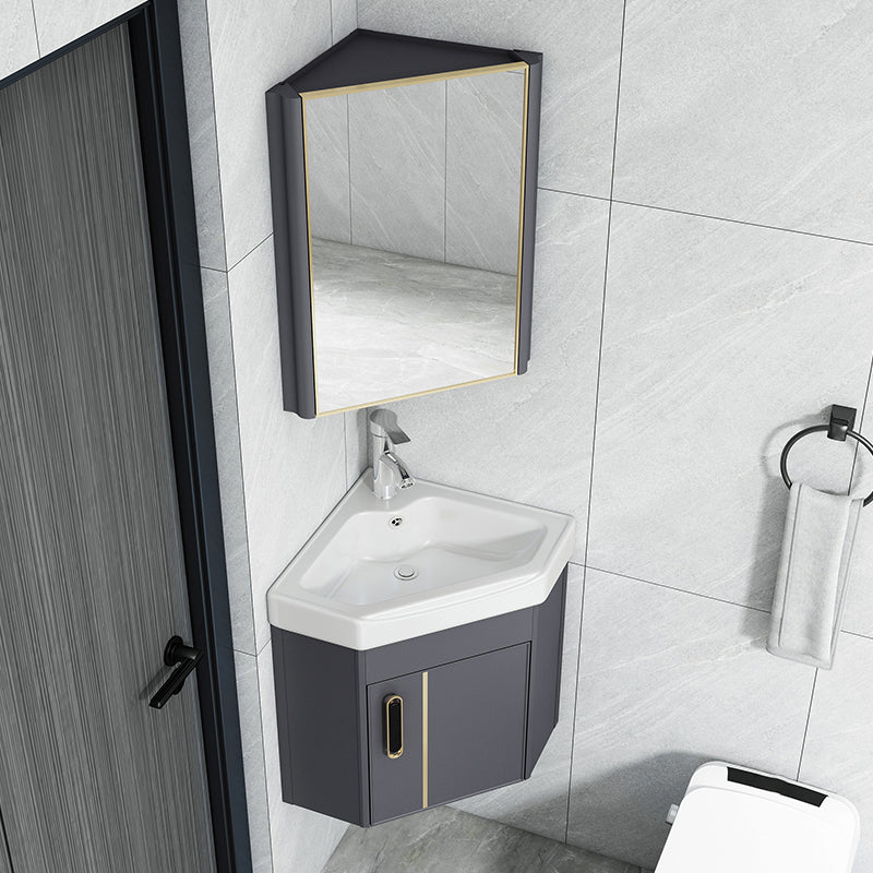 Wall Mounted Corner Bathroom Vanity Cabinet Triangular Abstract Vanity Sink Clearhalo 'Bathroom Remodel & Bathroom Fixtures' 'Bathroom Vanities' 'bathroom_vanities' 'Home Improvement' 'home_improvement' 'home_improvement_bathroom_vanities' 6659718