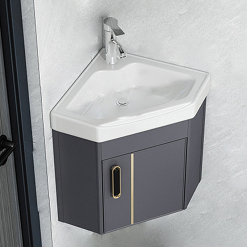 Wall Mounted Corner Bathroom Vanity Cabinet Triangular Abstract Vanity ...