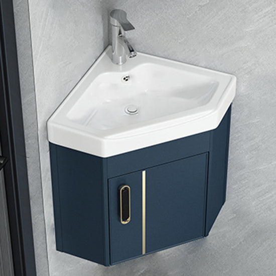 Wall Mounted Corner Bathroom Vanity Cabinet Triangular Abstract Vanity ...