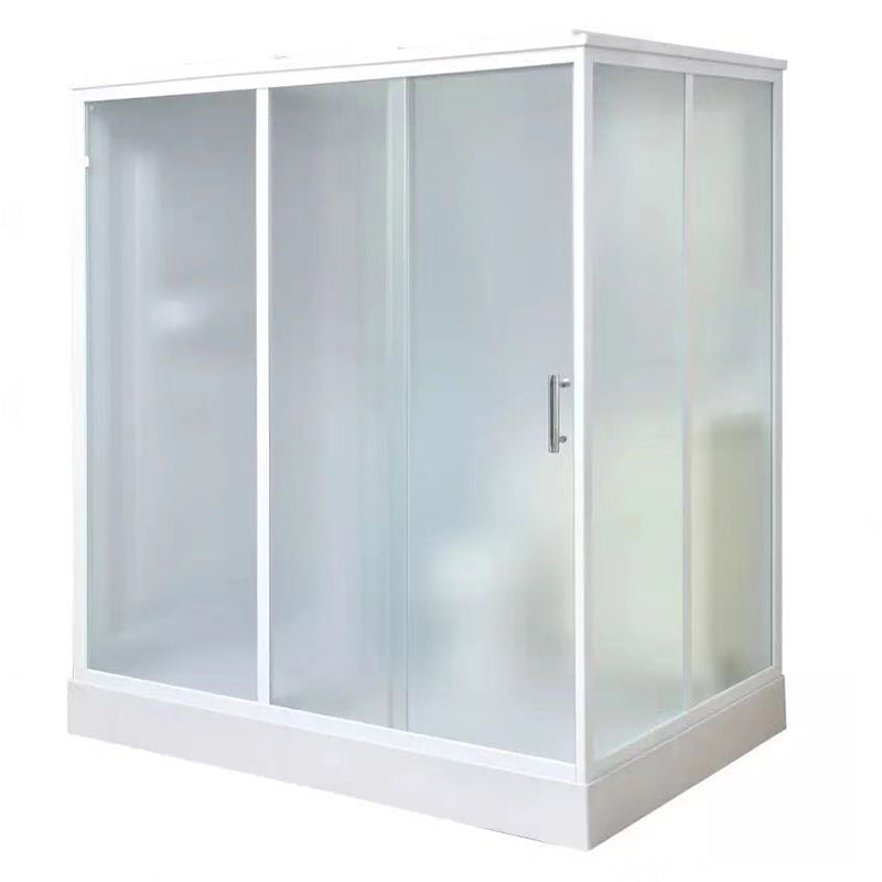Modern Shower Stall Frosted Single Sliding Shower Stall in White 75"L x 51"W x 87"H Clearhalo 'Bathroom Remodel & Bathroom Fixtures' 'Home Improvement' 'home_improvement' 'home_improvement_shower_stalls_enclosures' 'Shower Stalls & Enclosures' 'shower_stalls_enclosures' 'Showers & Bathtubs' 6659753