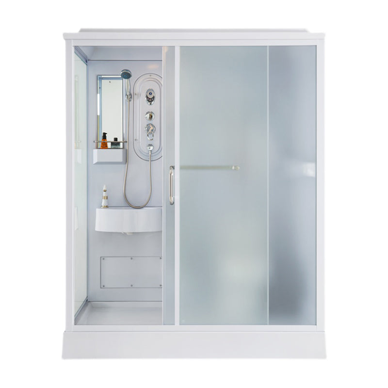 Modern Shower Stall Frosted Single Sliding Shower Stall in White Clearhalo 'Bathroom Remodel & Bathroom Fixtures' 'Home Improvement' 'home_improvement' 'home_improvement_shower_stalls_enclosures' 'Shower Stalls & Enclosures' 'shower_stalls_enclosures' 'Showers & Bathtubs' 6659754