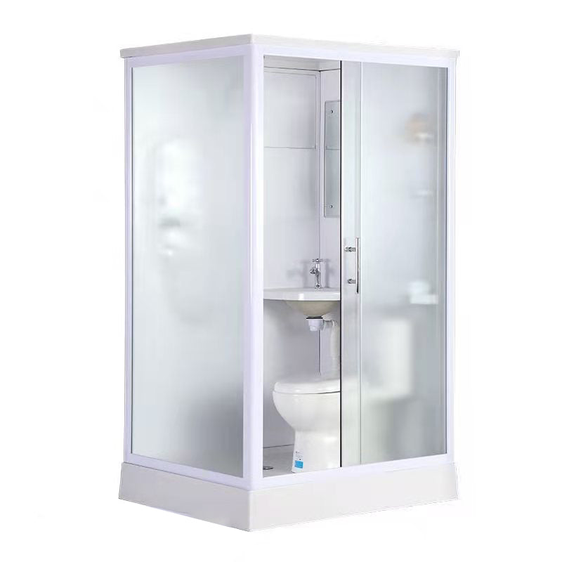 Modern Shower Stall Frosted Single Sliding Shower Stall in White 47"L x 39"W x 87"H Clearhalo 'Bathroom Remodel & Bathroom Fixtures' 'Home Improvement' 'home_improvement' 'home_improvement_shower_stalls_enclosures' 'Shower Stalls & Enclosures' 'shower_stalls_enclosures' 'Showers & Bathtubs' 6659755