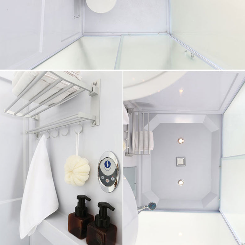 Modern Shower Stall Frosted Single Sliding Shower Stall in White Clearhalo 'Bathroom Remodel & Bathroom Fixtures' 'Home Improvement' 'home_improvement' 'home_improvement_shower_stalls_enclosures' 'Shower Stalls & Enclosures' 'shower_stalls_enclosures' 'Showers & Bathtubs' 6659756