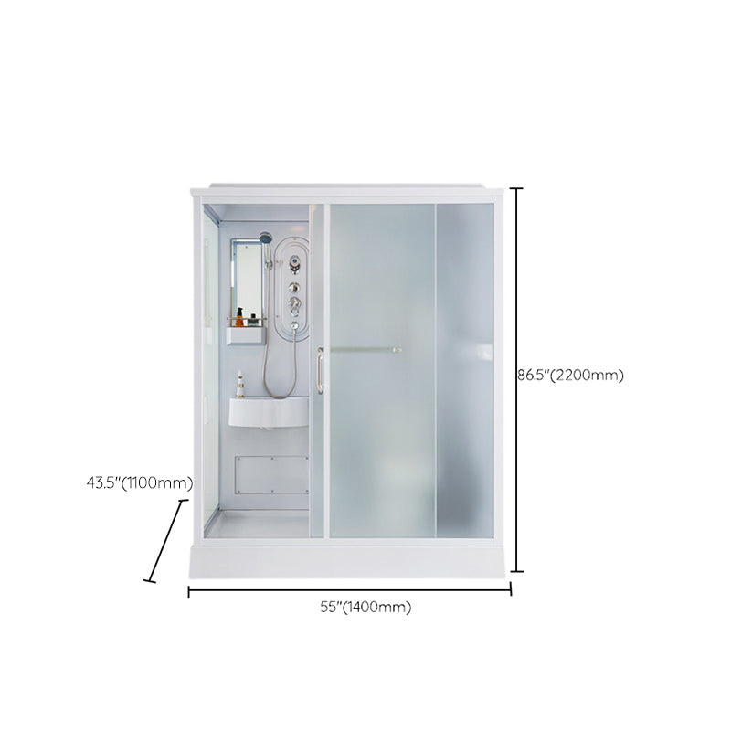 Modern Shower Stall Frosted Single Sliding Shower Stall in White Clearhalo 'Bathroom Remodel & Bathroom Fixtures' 'Home Improvement' 'home_improvement' 'home_improvement_shower_stalls_enclosures' 'Shower Stalls & Enclosures' 'shower_stalls_enclosures' 'Showers & Bathtubs' 6659763