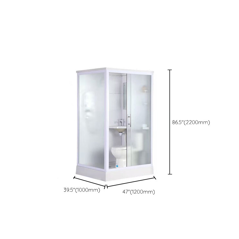 Modern Shower Stall Frosted Single Sliding Shower Stall in White Clearhalo 'Bathroom Remodel & Bathroom Fixtures' 'Home Improvement' 'home_improvement' 'home_improvement_shower_stalls_enclosures' 'Shower Stalls & Enclosures' 'shower_stalls_enclosures' 'Showers & Bathtubs' 6659764