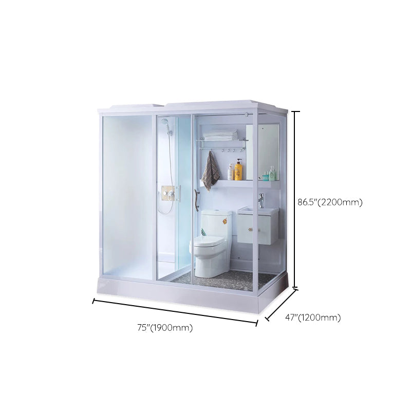 Modern Shower Stall Frosted Single Sliding Shower Stall in White Clearhalo 'Bathroom Remodel & Bathroom Fixtures' 'Home Improvement' 'home_improvement' 'home_improvement_shower_stalls_enclosures' 'Shower Stalls & Enclosures' 'shower_stalls_enclosures' 'Showers & Bathtubs' 6659765