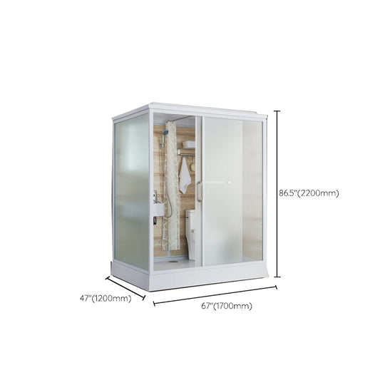 Modern Shower Stall Frosted Single Sliding Shower Stall in White Clearhalo 'Bathroom Remodel & Bathroom Fixtures' 'Home Improvement' 'home_improvement' 'home_improvement_shower_stalls_enclosures' 'Shower Stalls & Enclosures' 'shower_stalls_enclosures' 'Showers & Bathtubs' 6659766