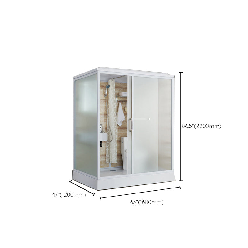 Modern Shower Stall Frosted Single Sliding Shower Stall in White Clearhalo 'Bathroom Remodel & Bathroom Fixtures' 'Home Improvement' 'home_improvement' 'home_improvement_shower_stalls_enclosures' 'Shower Stalls & Enclosures' 'shower_stalls_enclosures' 'Showers & Bathtubs' 6659767