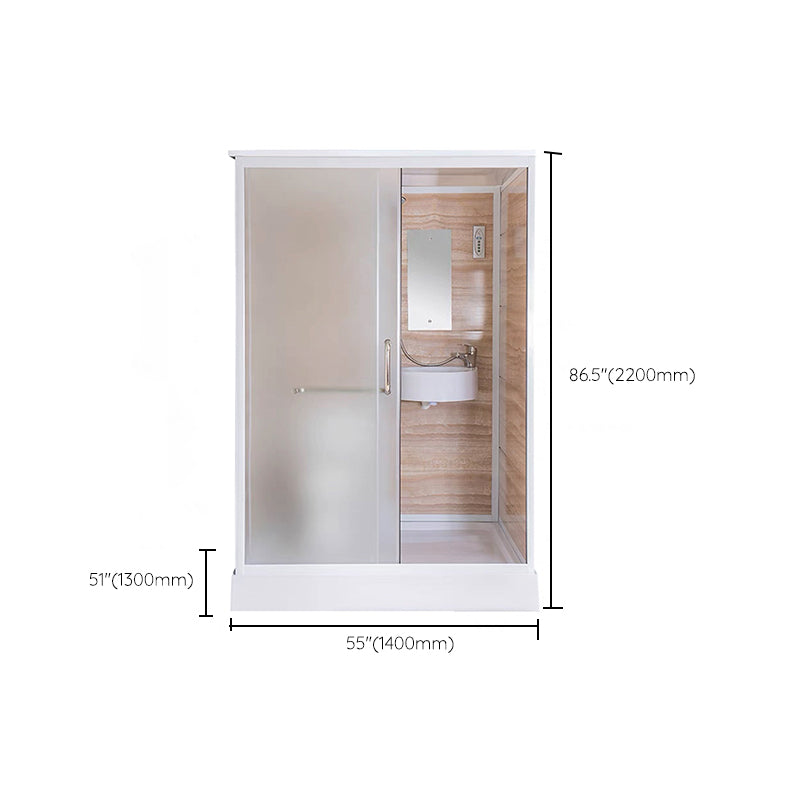Modern Shower Stall Frosted Single Sliding Shower Stall in White Clearhalo 'Bathroom Remodel & Bathroom Fixtures' 'Home Improvement' 'home_improvement' 'home_improvement_shower_stalls_enclosures' 'Shower Stalls & Enclosures' 'shower_stalls_enclosures' 'Showers & Bathtubs' 6659769