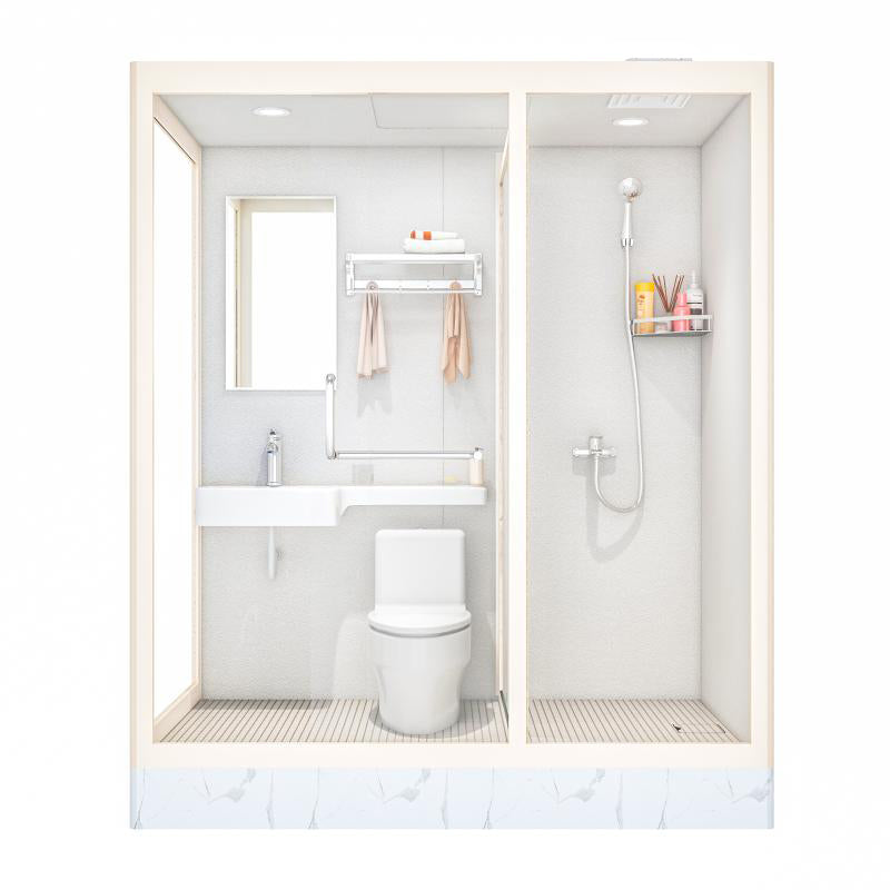 Linear Sliding Shower Enclosure Metal Framed Shower Enclosure in White 75"L x 47"W x 91"H Clearhalo 'Bathroom Remodel & Bathroom Fixtures' 'Home Improvement' 'home_improvement' 'home_improvement_shower_stalls_enclosures' 'Shower Stalls & Enclosures' 'shower_stalls_enclosures' 'Showers & Bathtubs' 6659770