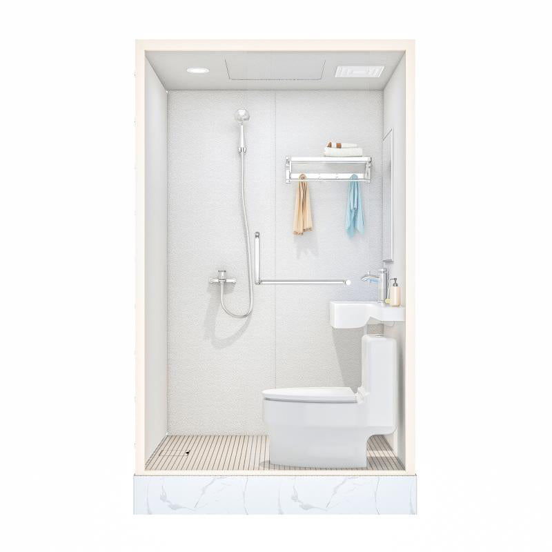 Linear Sliding Shower Enclosure Metal Framed Shower Enclosure in White 51"L x 43"W x 91"H Clearhalo 'Bathroom Remodel & Bathroom Fixtures' 'Home Improvement' 'home_improvement' 'home_improvement_shower_stalls_enclosures' 'Shower Stalls & Enclosures' 'shower_stalls_enclosures' 'Showers & Bathtubs' 6659771