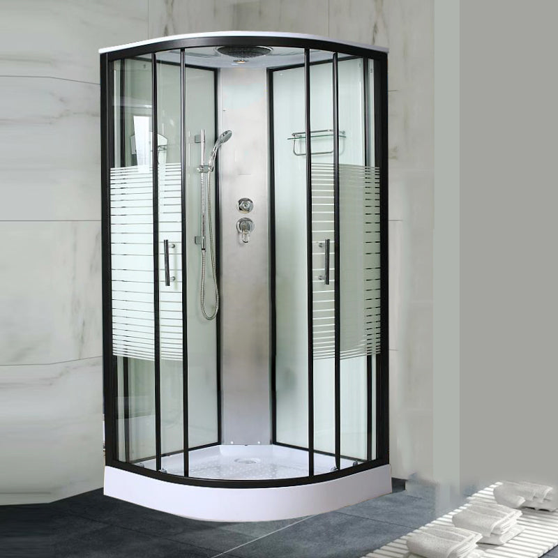 Contemporary Round Shower Stall Rain Shower Striped Framed Shower Stall with Ceiling Clearhalo 'Bathroom Remodel & Bathroom Fixtures' 'Home Improvement' 'home_improvement' 'home_improvement_shower_stalls_enclosures' 'Shower Stalls & Enclosures' 'shower_stalls_enclosures' 'Showers & Bathtubs' 6659788