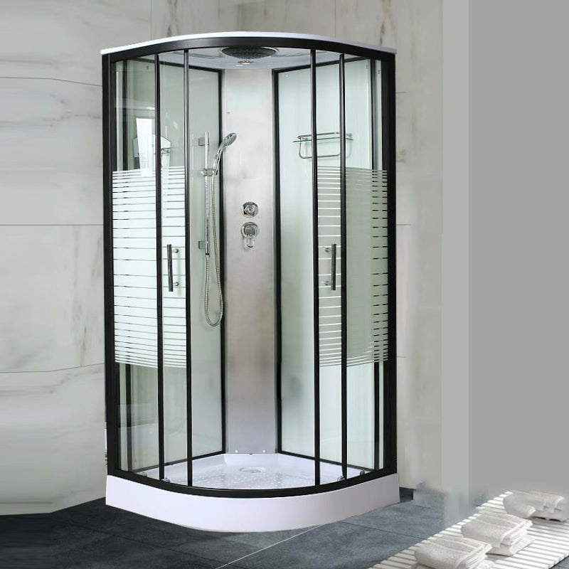 Contemporary Round Shower Stall Rain Shower Striped Framed Shower Stall with Ceiling 39.4"L x 39.4"W x 84.6"H Clearhalo 'Bathroom Remodel & Bathroom Fixtures' 'Home Improvement' 'home_improvement' 'home_improvement_shower_stalls_enclosures' 'Shower Stalls & Enclosures' 'shower_stalls_enclosures' 'Showers & Bathtubs' 6659788