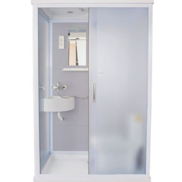 Contemporary Shower Stall Clear Framed Single Sliding Shower Stall with Ceiling Clearhalo 'Bathroom Remodel & Bathroom Fixtures' 'Home Improvement' 'home_improvement' 'home_improvement_shower_stalls_enclosures' 'Shower Stalls & Enclosures' 'shower_stalls_enclosures' 'Showers & Bathtubs' 6659818