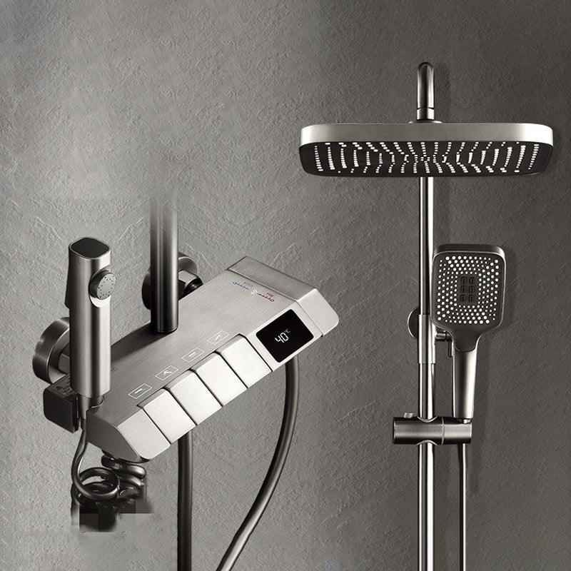 Modern Adjustable Water Flow Square Shower Faucet Shower Hose Shower System on Wall Clearhalo 'Bathroom Remodel & Bathroom Fixtures' 'Home Improvement' 'home_improvement' 'home_improvement_shower_faucets' 'Shower Faucets & Systems' 'shower_faucets' 'Showers & Bathtubs Plumbing' 'Showers & Bathtubs' 6659868