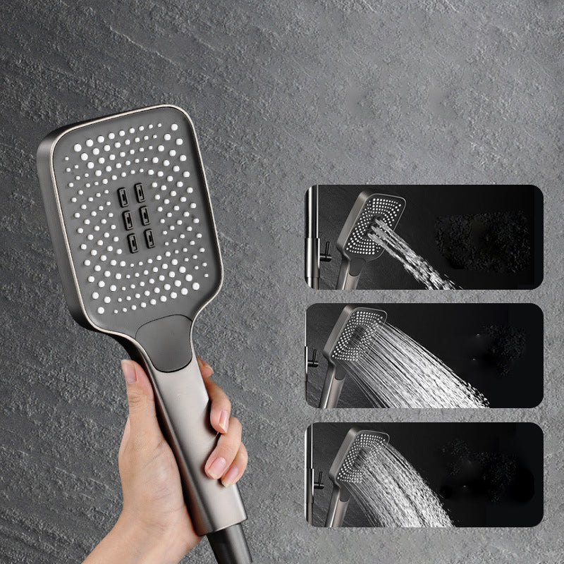 Modern Adjustable Water Flow Square Shower Faucet Shower Hose Shower System on Wall Clearhalo 'Bathroom Remodel & Bathroom Fixtures' 'Home Improvement' 'home_improvement' 'home_improvement_shower_faucets' 'Shower Faucets & Systems' 'shower_faucets' 'Showers & Bathtubs Plumbing' 'Showers & Bathtubs' 6659874