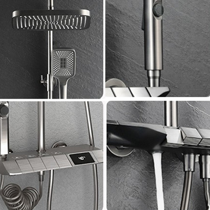 Modern Adjustable Water Flow Square Shower Faucet Shower Hose Shower System on Wall Clearhalo 'Bathroom Remodel & Bathroom Fixtures' 'Home Improvement' 'home_improvement' 'home_improvement_shower_faucets' 'Shower Faucets & Systems' 'shower_faucets' 'Showers & Bathtubs Plumbing' 'Showers & Bathtubs' 6659878