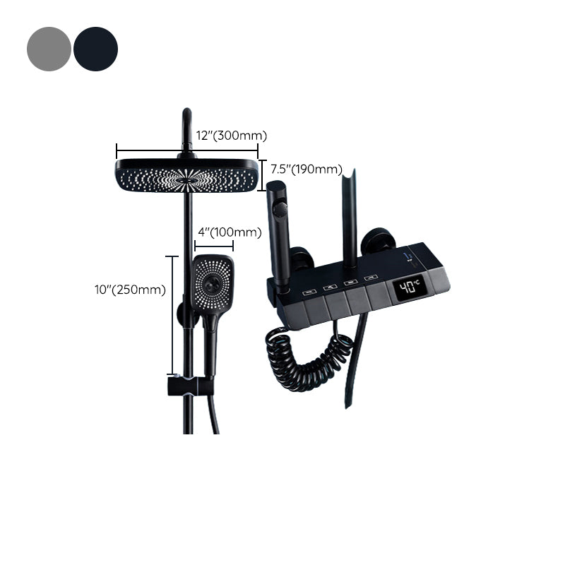 Modern Adjustable Water Flow Square Shower Faucet Shower Hose Shower System on Wall Clearhalo 'Bathroom Remodel & Bathroom Fixtures' 'Home Improvement' 'home_improvement' 'home_improvement_shower_faucets' 'Shower Faucets & Systems' 'shower_faucets' 'Showers & Bathtubs Plumbing' 'Showers & Bathtubs' 6659891