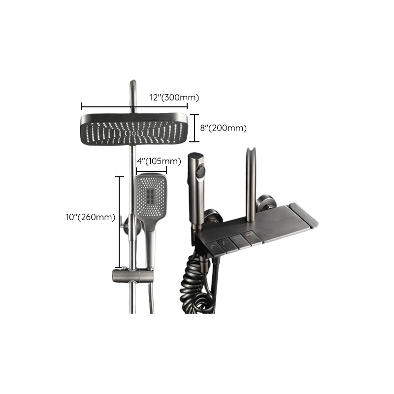 Modern Adjustable Water Flow Square Shower Faucet Shower Hose Shower System on Wall Clearhalo 'Bathroom Remodel & Bathroom Fixtures' 'Home Improvement' 'home_improvement' 'home_improvement_shower_faucets' 'Shower Faucets & Systems' 'shower_faucets' 'Showers & Bathtubs Plumbing' 'Showers & Bathtubs' 6659893