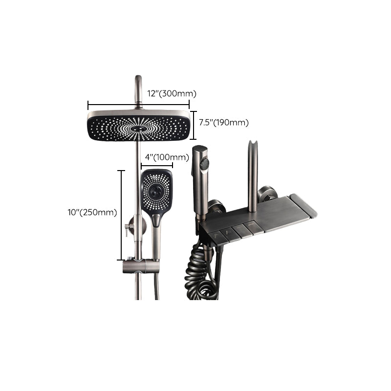 Modern Adjustable Water Flow Square Shower Faucet Shower Hose Shower System on Wall Clearhalo 'Bathroom Remodel & Bathroom Fixtures' 'Home Improvement' 'home_improvement' 'home_improvement_shower_faucets' 'Shower Faucets & Systems' 'shower_faucets' 'Showers & Bathtubs Plumbing' 'Showers & Bathtubs' 6659894